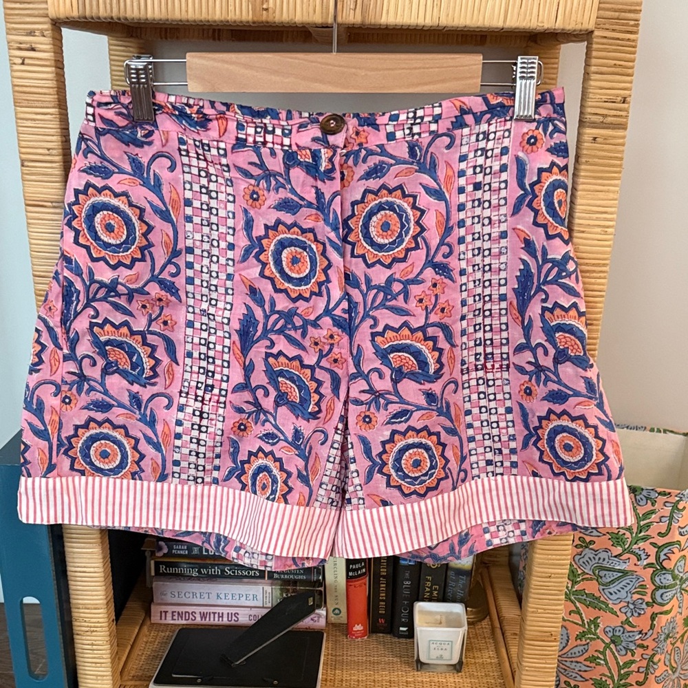 French Floral Pink and Blue Women Shorts